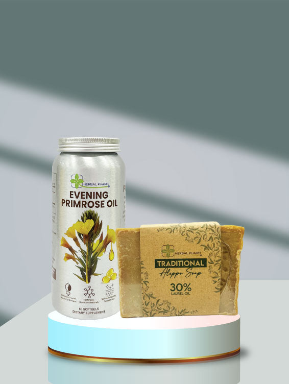 (Duo Set) Evening Primrose Oil & Traditional Aleppo Soap  30% Laurel Oil